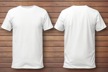 T-shirt mockup. White blank t-shirt front and back views. female clothes wearing clear attractive apparel tshirt models template | Generative AI