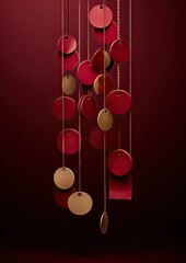 Wall Mural - Invitation Card for Festive Celebrations, Burgundy and Gold Spheres and Envelopes