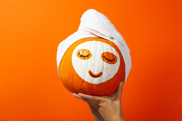 Wall Mural - Skin and face care concept - pumpkin beauty mask