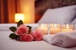© krissikunterbunt - fresh towel and pink roses in romantic hotel room