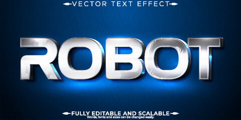 Poster - Robot text effect, editable metallic and technology text style