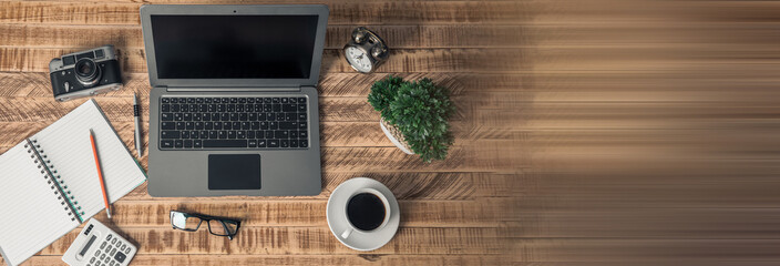 Canvas Print - computer on the working  table