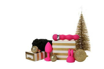 PNG, toys for adults in the Christmas table, isolated on white background.