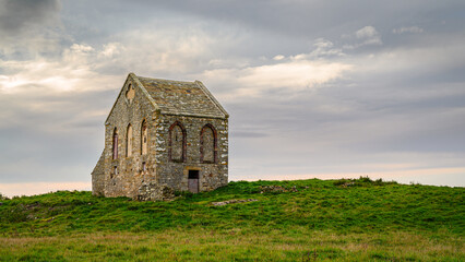 Canvas Print - East Side of Swinburne Tithe Barn, located at Great Swinburne in Northumberland the Tithe Barn is Grade II Listed and used in the Middle Ages to store farmers contribution to sustain local clergy