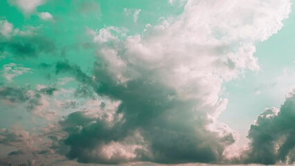 Wall Mural - Clouds Moving In Bold Blue Sky From Day To Dusk Transition Timelapse. Bright Blue Color. Natural Background Sky. Cloud Formation. Transition To Sunset Sky. Orange Sunset Sky Background. Dusk Time.