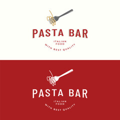 Wall Mural - Italian spaghetti logo template design with fork and pasta. Logo for restaurant, business and culinary.