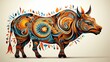 colorful decorative animal illustration, artistic wildlife design