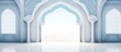 © AkuAku - Luxurious Islamic arch background with ornament pattern in white and blue