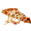 © RMedia - Slice of tasty pizza with cheese running down the sides on isolated white transparent background