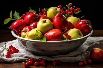 Wall Mural - a bowl full of apples and pears