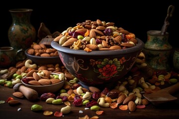 Sticker - assortment of mixed nuts in one bowl