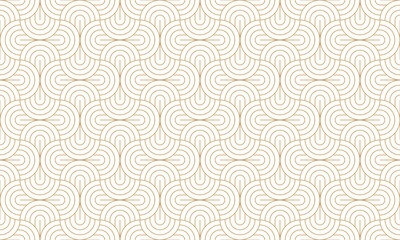 Wall Mural - seamless overlap seashell shape with gold circle stripe line pattern, art deco design vector illustr
