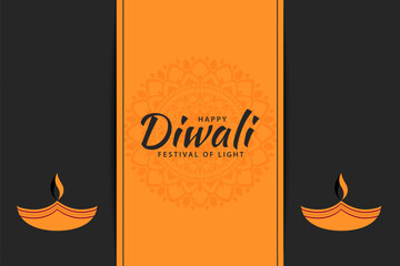 Indian festival happy diwali background. Diwali holiday greeting card design. Vector illustration