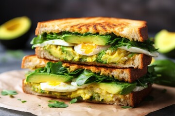 Sticker - soft-textured sandwich with avocado and egg