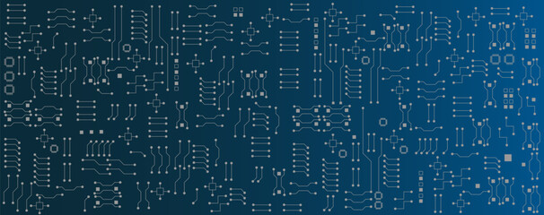 Wall Mural - blue circuit electronic or electrical line with circuit board engineering technology concept vector 