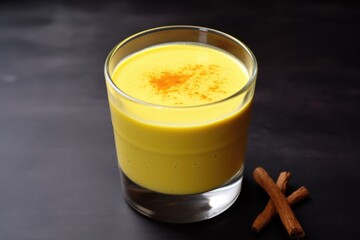 Poster - turmeric and milk mixture in a small glass