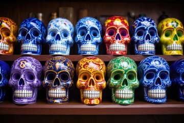 Wall Mural - collection of sugar skulls for day of the dead