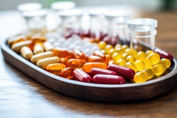 Canvas Print - a collection of hormone supplement pills on a tray