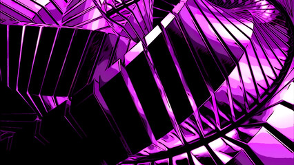 Wall Mural - metal lines are twisted by ribbons in spirals. design. metal ribbons in spiral bends of 3d space. ab