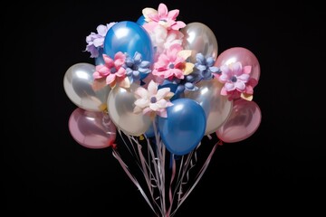 Poster - a bouquet of birthday balloons tied together