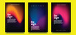 © Seamzone - Colorful fluid and wavy gradient mesh background template copy space set. Dynamic colour gradation flow backdrop holo design for poster, banner, flyer, magazine, cover, brochure, festival, or event