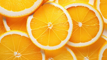 Wall Mural - Sliced oranges are arranged in a bright pattern.