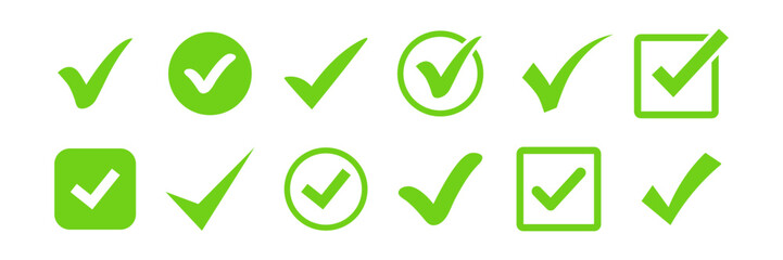 Fototapete - CheckMark vector icon. Set of simple check mark. Green check mark icon. Tick symbol. Accept okay symbol for improvement or checklist design. Correct vote choice symbol. Vector illustration