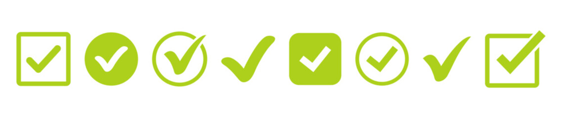 Fototapete - CheckMark vector icon. Set of simple check mark. Green check mark icon. Tick symbol. Accept okay symbol for improvement or checklist design. Correct vote choice symbol. Vector illustration