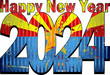Happy New Year 2024 with Arizona flag inside - Illustration,
2024 HAPPY NEW YEAR NUMERALS