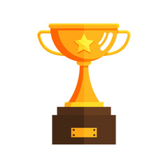 Wall Mural - winners trophy icon. golden cup vector symbol of victory in sports event, leadership and success in 