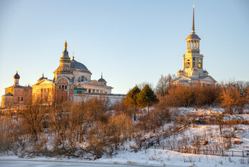 Wall Mural - The ancient Borisoglebsky monastery in the evening light. Torzhok, Russia