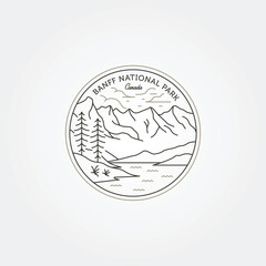 Wall Mural - banff national park vintage logo vector line art illustration design, canada national park label design