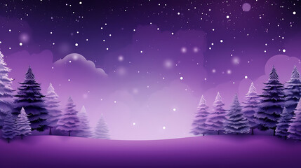 purple winter landscape with christmas tree background