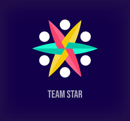 Wall Mural - Star team and people, solidarity idea, modern logo. Unique color transitions. Company growth logo template. vector.