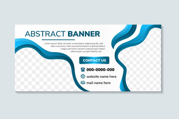 Wall Mural - colorful template banner with blue gradient color. design with liquid shape. space for photo collage