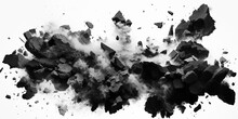 Black Rock Pieceson White Background Horizontal Wallpaper. Generative AI