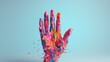 digital voxel human hand illustration communication 3d, strategy help, support arm digital voxel human hand