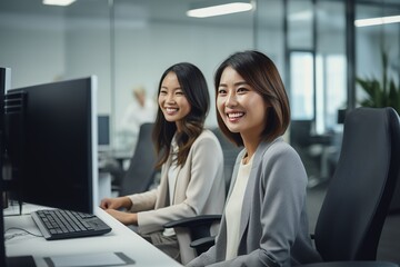 Canvas Print - A girl working in an office