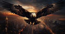 America Flag, Eagle And Logo For Poster, Background Or Banner