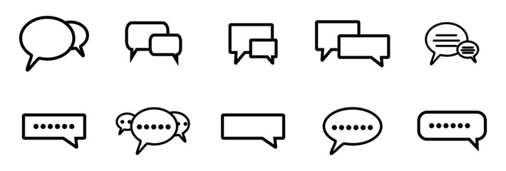 Wall Mural - simple line speech bubble set. speech bubbles, lines, frames on transparent background.