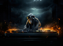 Abstract Monkey DJ Make Music. 