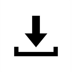 Leinwandbilder - Download icon in black simple design on an isolated background. Vector illustration.