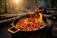 Breakfast Freshly Cooked Over The Fire Generative Ai