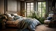 French country style bedroom, modern interior design
