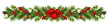 Snowberries with green twigs of Christmas tree, red decorations and cones in a festive garland isolated on white or transparent background