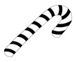 © ALESSANDRO - Minimalist candy cane in black and white colors. Sweet symbol of Christmas