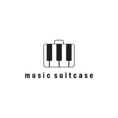 Wall Mural - music suitcase abstract line logo design vector illustration