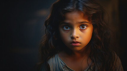 portrait Indian child feeling sad