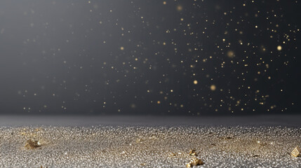 Wall Mural - gold glitter on grey christmas holiday banner background