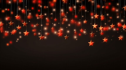 Wall Mural - Red stars on black Christmas holiday banner background